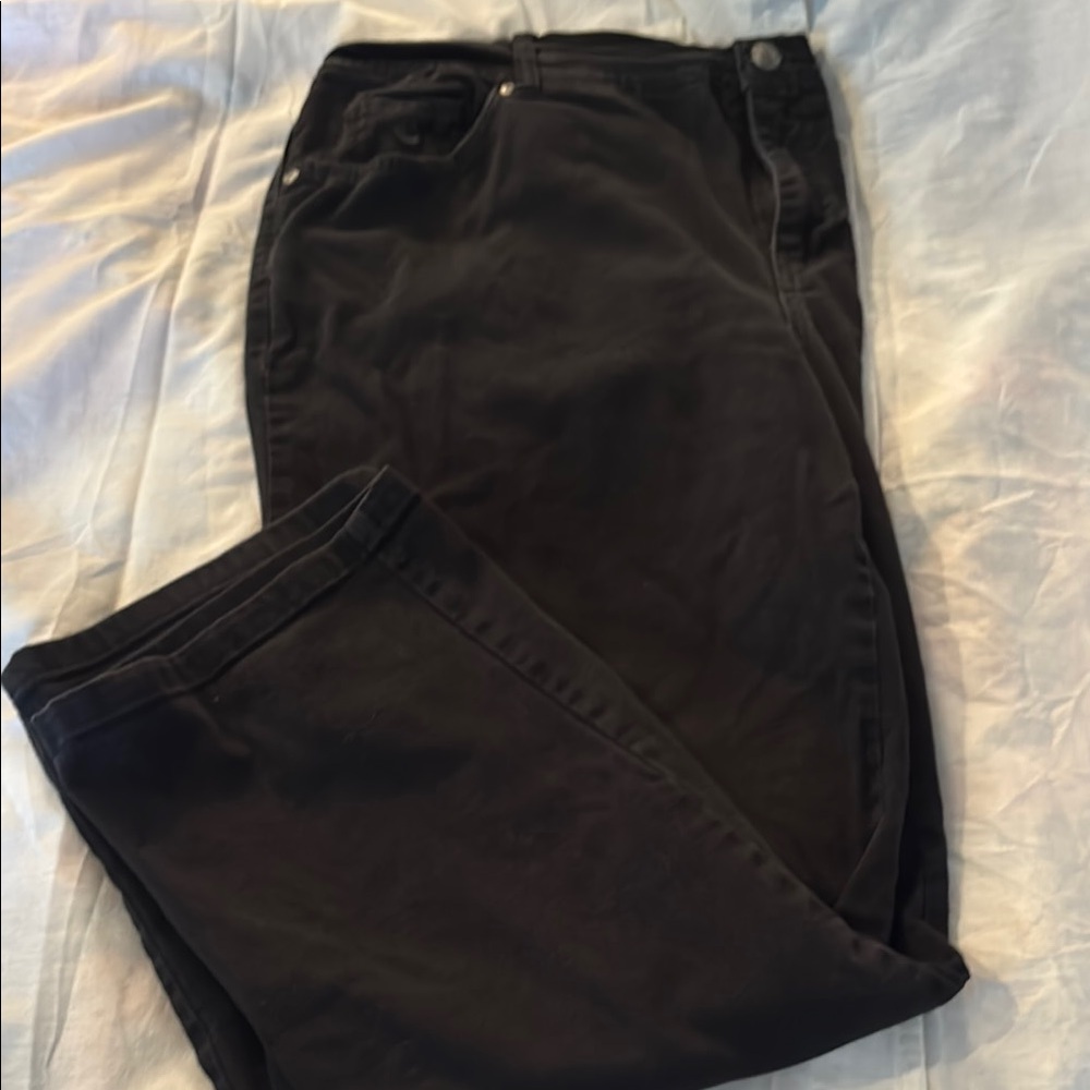 Black Straight Leg Jeans with Textured Denim